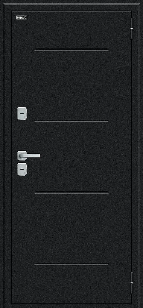 Фото Входная дверь Thermo Лайн/BChrome Букле черное/Wenge Melinga BR6212 внешняя сторона