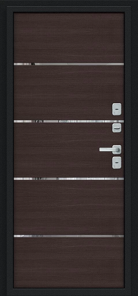 Фото Входная дверь Thermo Лайн/BChrome Букле черное/Wenge Melinga BR6212 внутренняя сторона