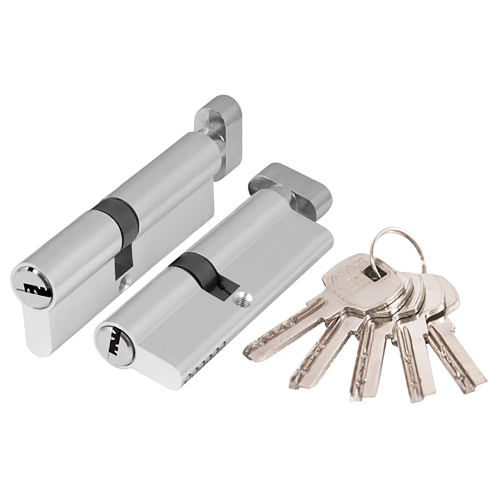 Фото Цилиндровый механизм (AX202/60) AX2002Knob60 (25+10+25) CP хром с вертушкой